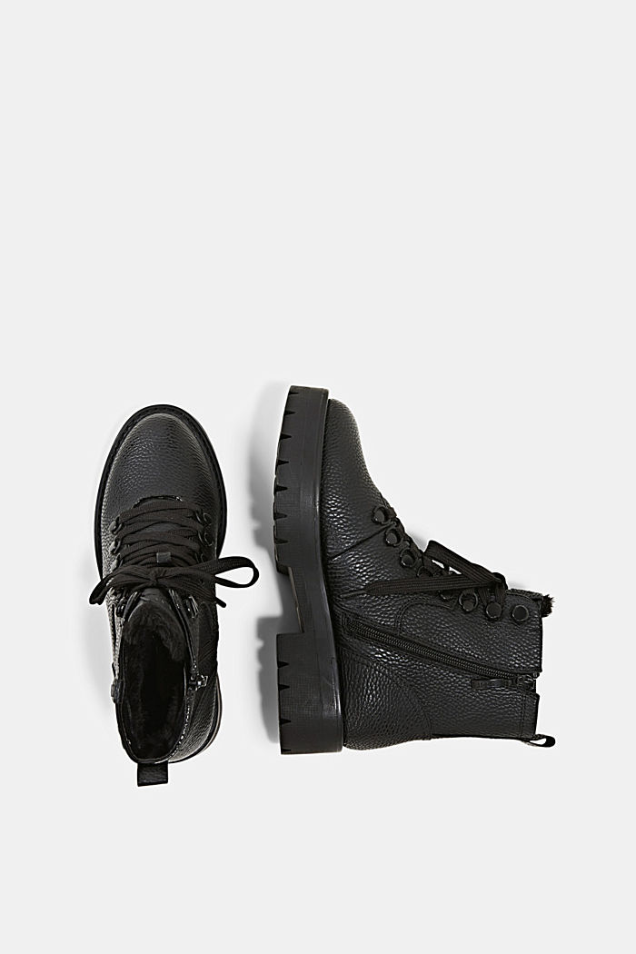 Water-resistant lace-up boots in faux leather, BLACK, detail image number 1