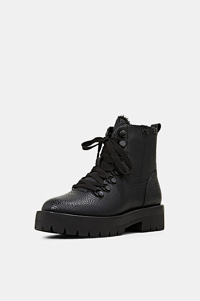 Water-resistant lace-up boots in faux leather, BLACK, detail image number 2