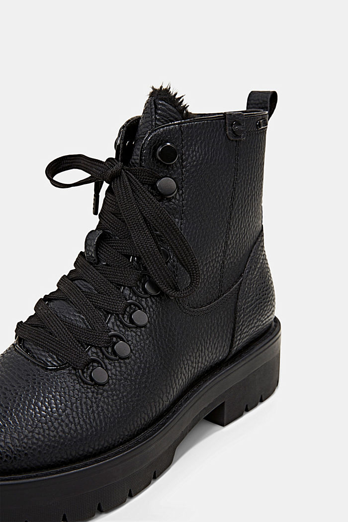 Water-resistant lace-up boots in faux leather, BLACK, detail image number 4