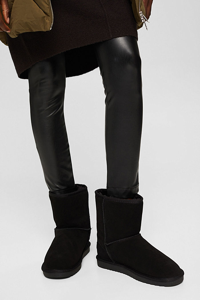 Made of leather: boots with plush lining, BLACK, detail image number 3