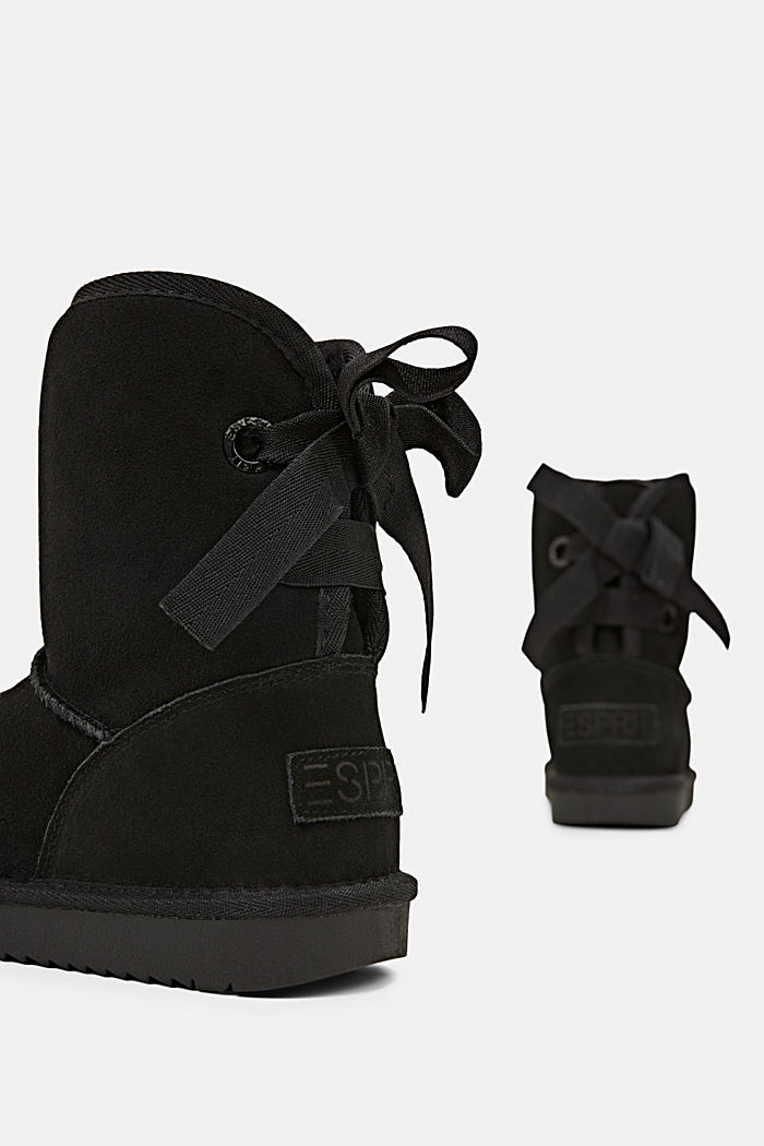 En cuir velours : les bottes à lacets, BLACK, detail image number 5