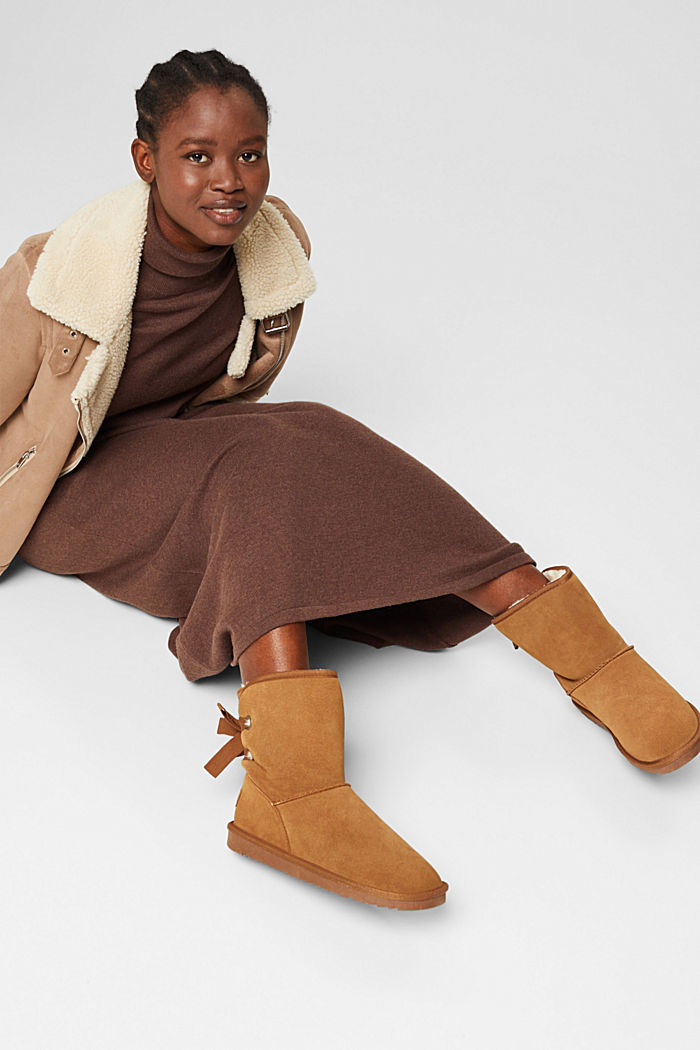 Made of suede: lace-up boots, CARAMEL, detail image number 6