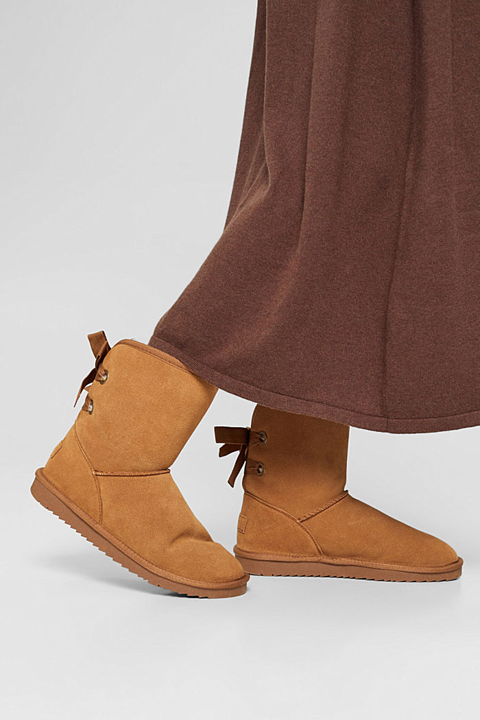 Made of suede: lace-up boots, CARAMEL, detail image number 3