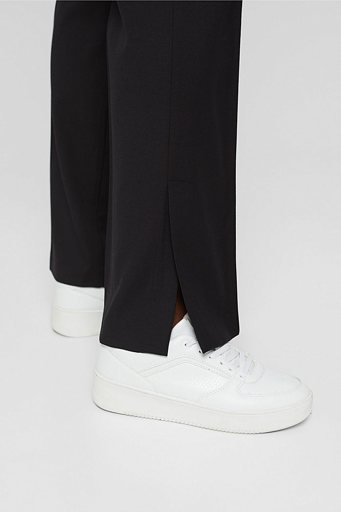 À teneur en laine : pantalon orné de fentes au bas des jambes, BLACK, detail image number 5