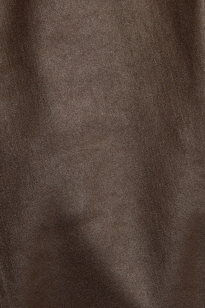 Pinnoitetut stretchhousut halkioilla, DARK BROWN, detail image number 4