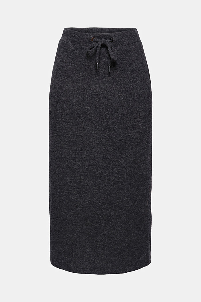 Midi-length knit skirt with a drawstring waist