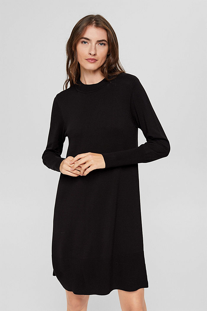 A-line knitted dress, LENZING™ ECOVERO™, BLACK, detail image number 0