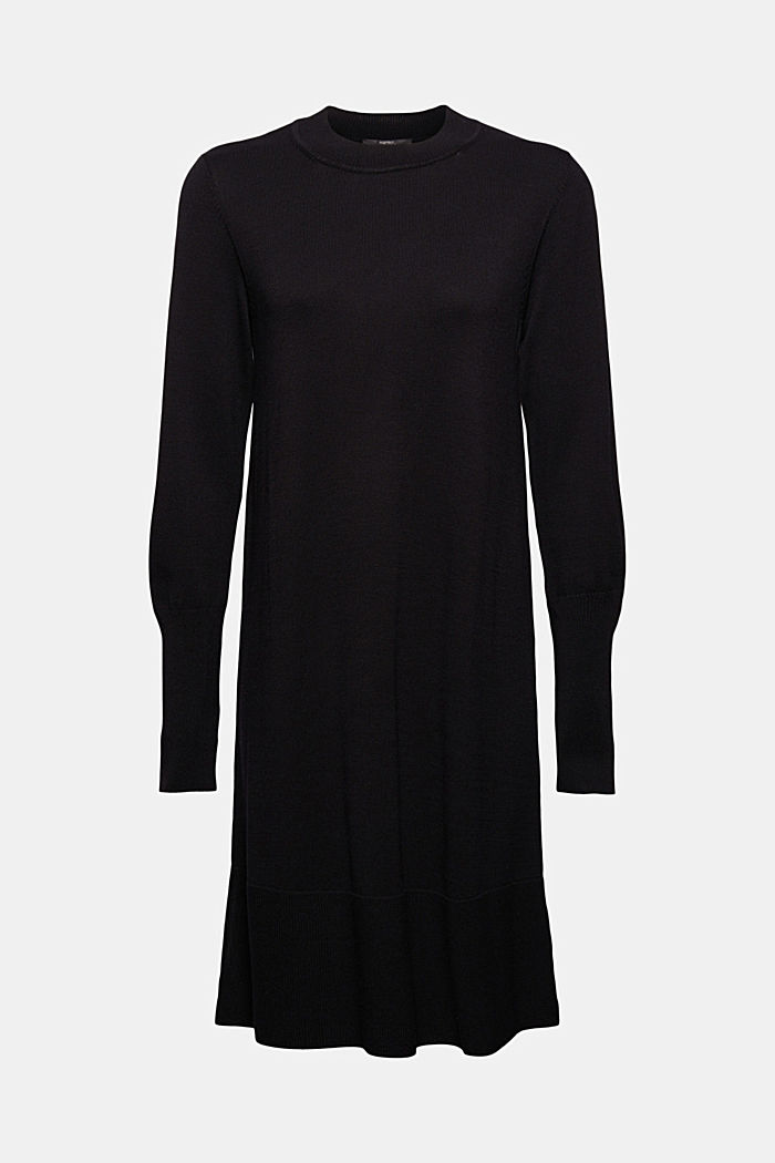 A-line knitted dress, LENZING™ ECOVERO™, BLACK, detail image number 7