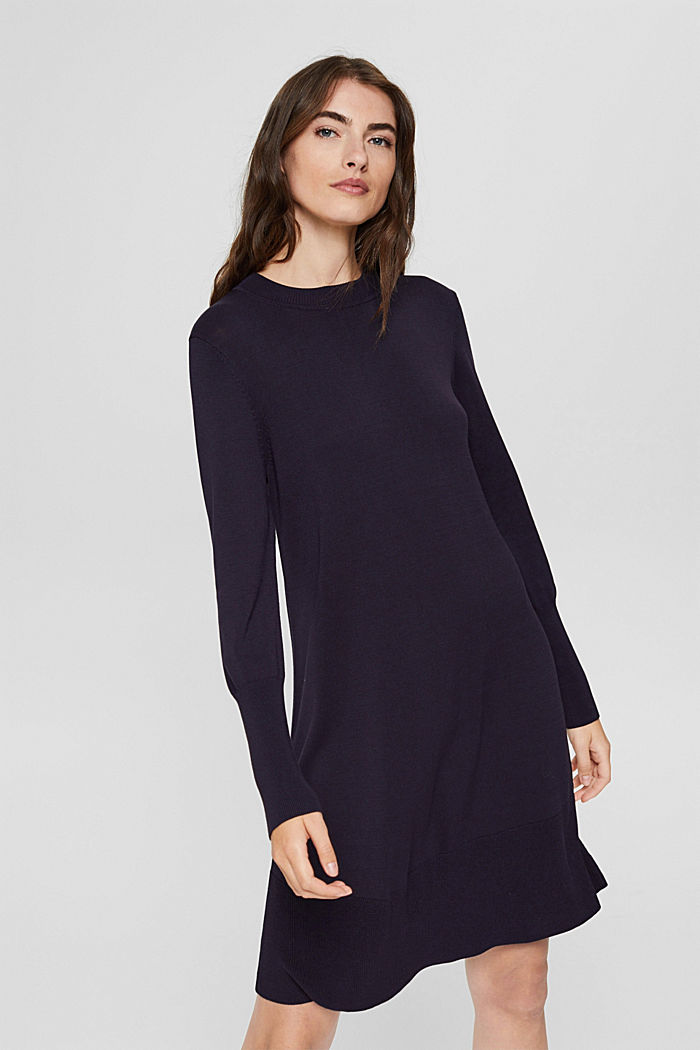 A-line knitted dress, LENZING™ ECOVERO™, NAVY, detail image number 0