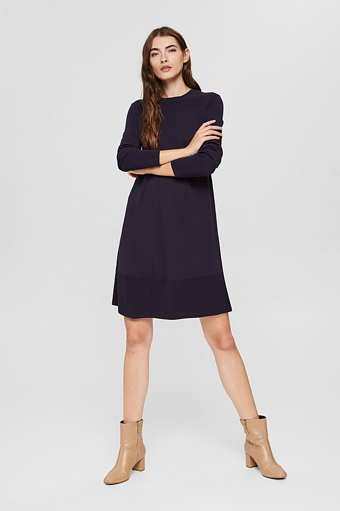 A-line knitted dress, LENZING™ ECOVERO™, NAVY, detail image number 6
