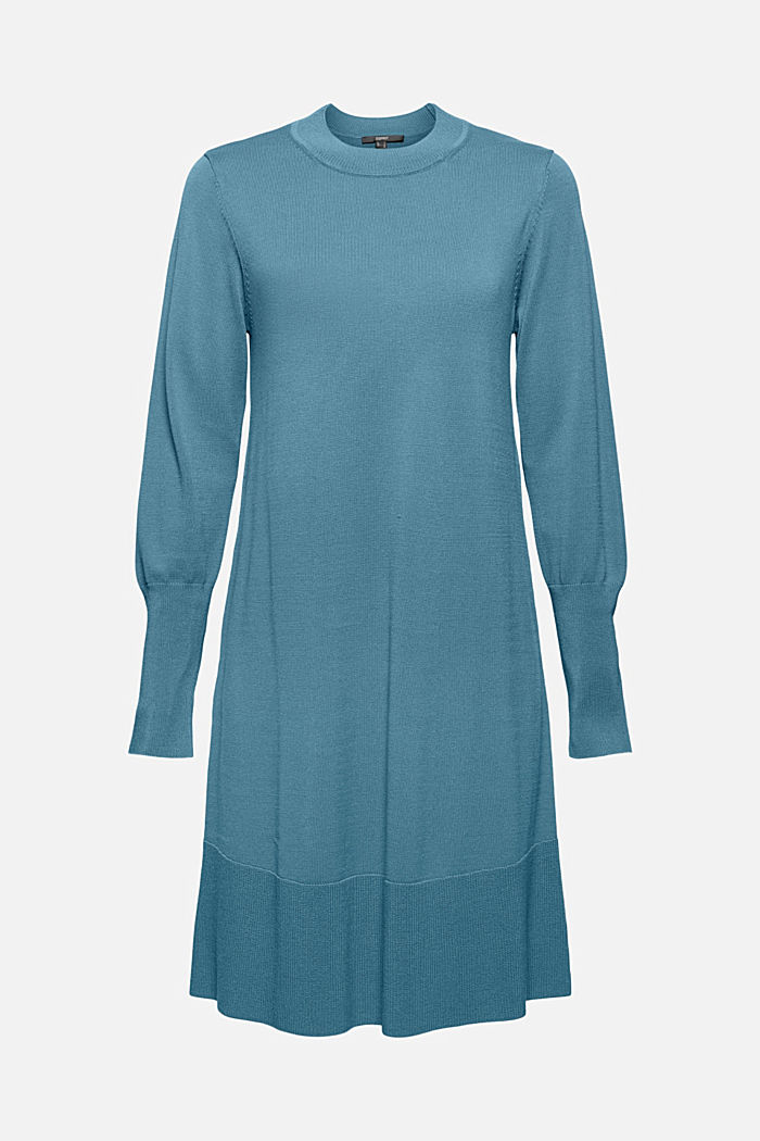 Gebreide jurk met A-lijn, LENZING™ ECOVERO™, PETROL BLUE, overview