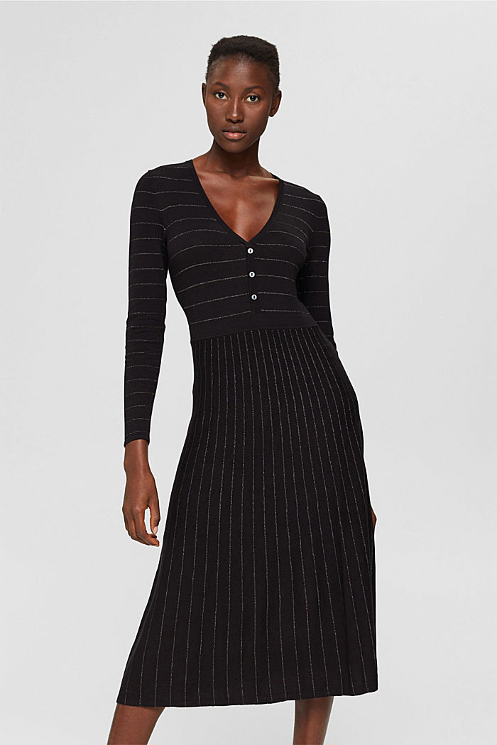 Midi-jurk met glitter, LENZING™ ECOVERO™, BLACK, detail image number 0
