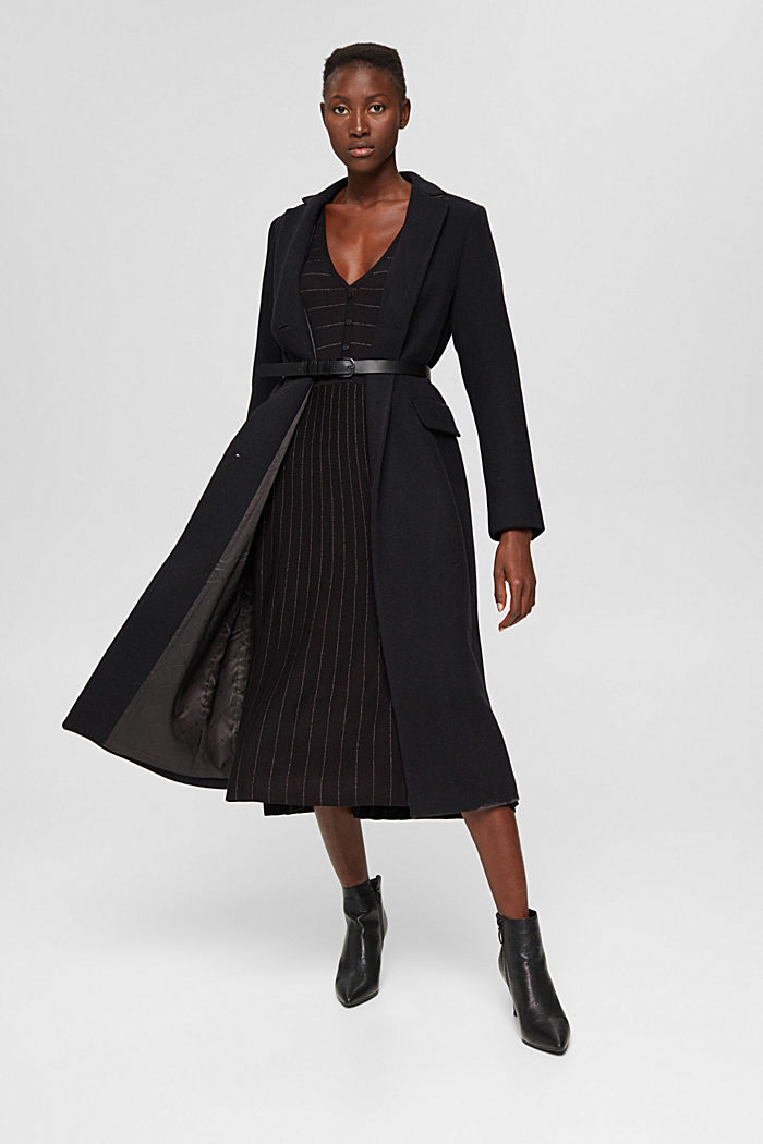 Midi-jurk met glitter, LENZING™ ECOVERO™, BLACK, overview