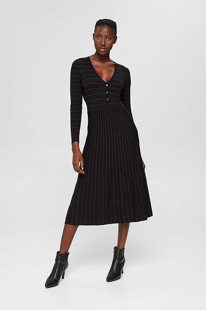 Midi-jurk met glitter, LENZING™ ECOVERO™, BLACK, detail image number 7