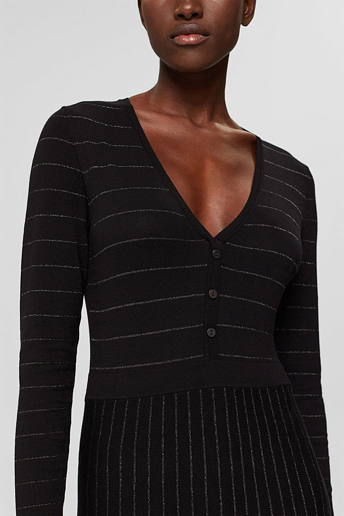 Midi-jurk met glitter, LENZING™ ECOVERO™, BLACK, detail image number 3