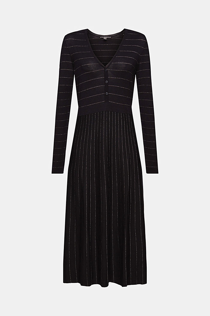 Midi-jurk met glitter, LENZING™ ECOVERO™, BLACK, overview