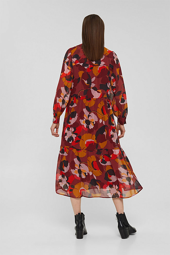 Z recyklingu: sukienka midi z szyfonu z nadrukiem, TERRACOTTA, detail image number 1