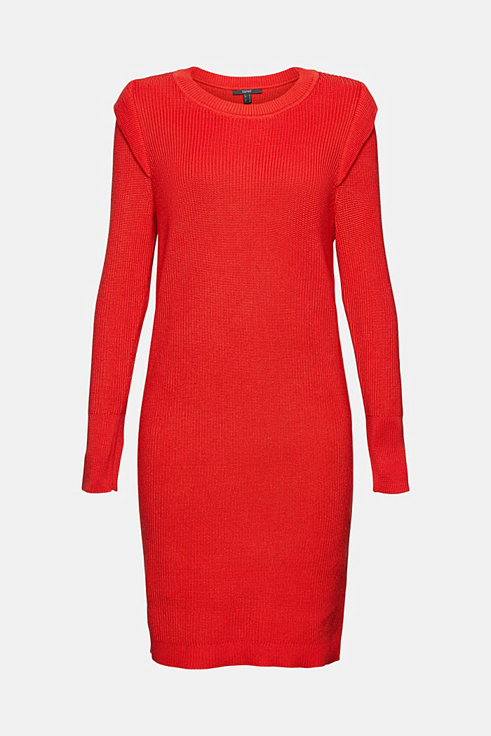 Rippstrick-Kleid mit Schulter-Detail, ORANGE RED, detail image number 8