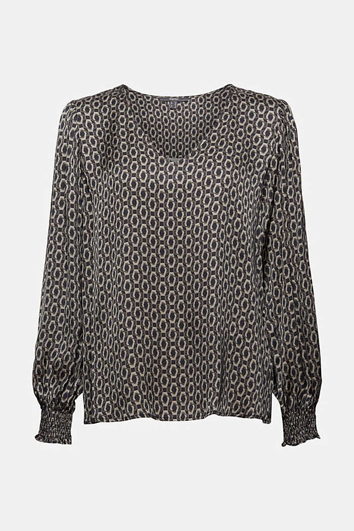 Printed satin blouse, LENZING™ ECOVERO™
