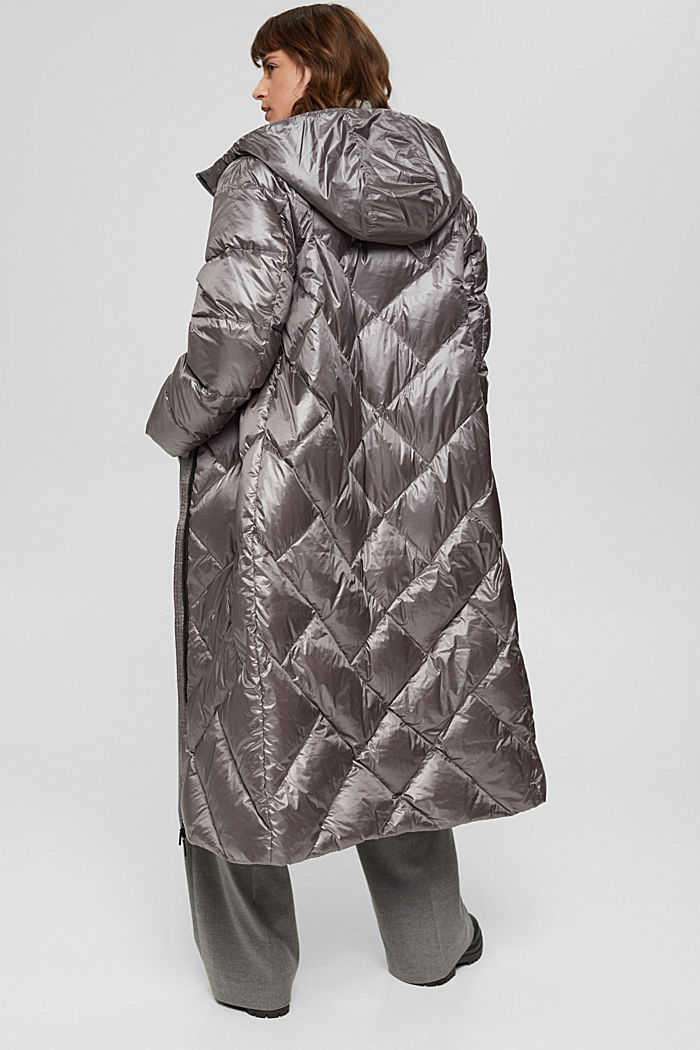 Manteau matelassé brillant, avec duvet recyclé, GUNMETAL, detail image number 3