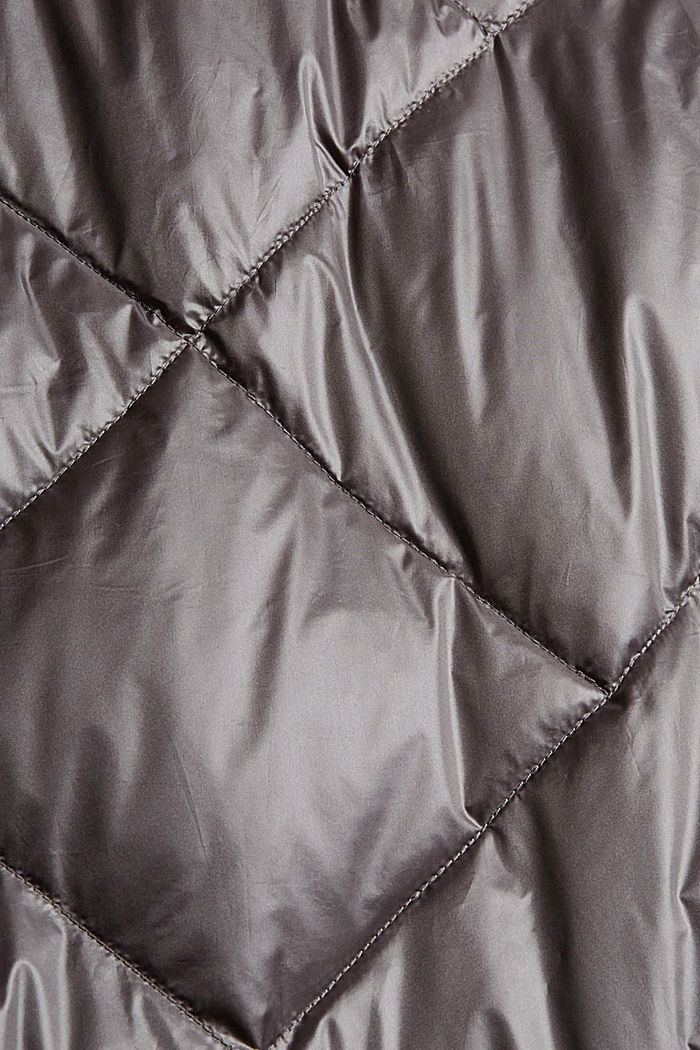 Glanzende gewatteerde mantel met gerecycled dons, GUNMETAL, detail image number 4