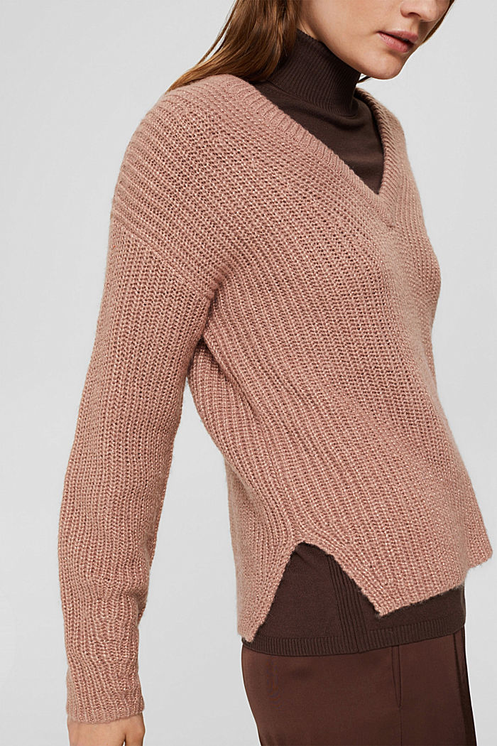 À teneur en laine : pull-over à fil scintillant, OLD PINK, detail image number 2