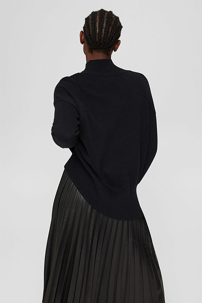Mit Wolle/Kaschmir: Stehkragen-Pullover, BLACK, detail image number 3