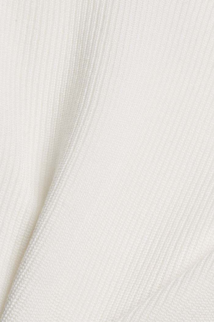 Pull-over en maille côtelée à épaule décorative, OFF WHITE, detail image number 4