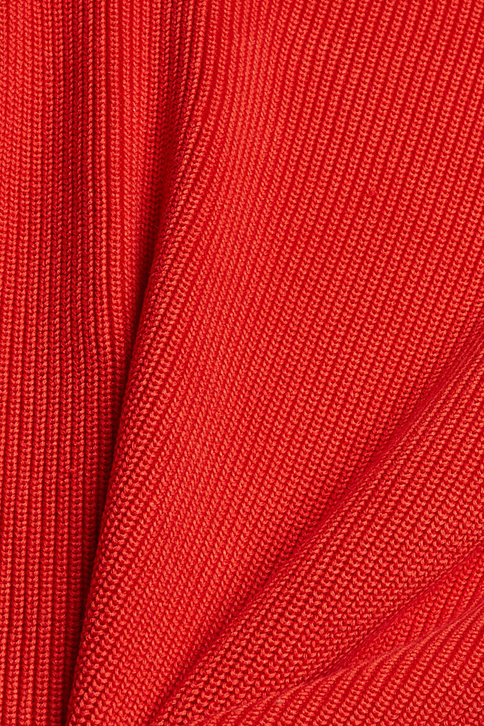 Ribgebreide trui met schouderdetails, ORANGE RED, detail image number 4