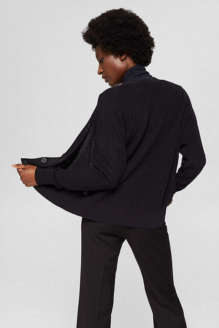 Strick-Cardigan aus 100% Baumwolle, BLACK, detail image number 3