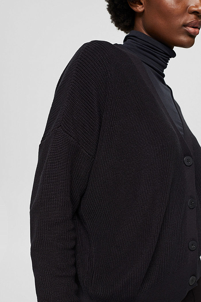 Strick-Cardigan aus 100% Baumwolle, BLACK, detail image number 2