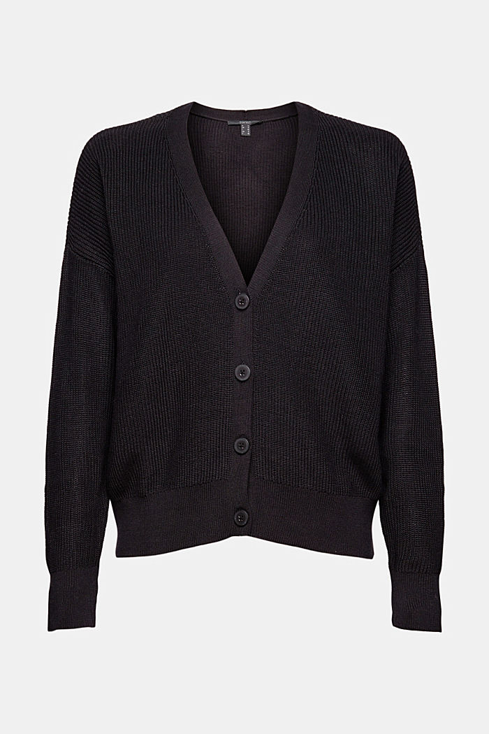 Strick-Cardigan aus 100% Baumwolle, BLACK, overview