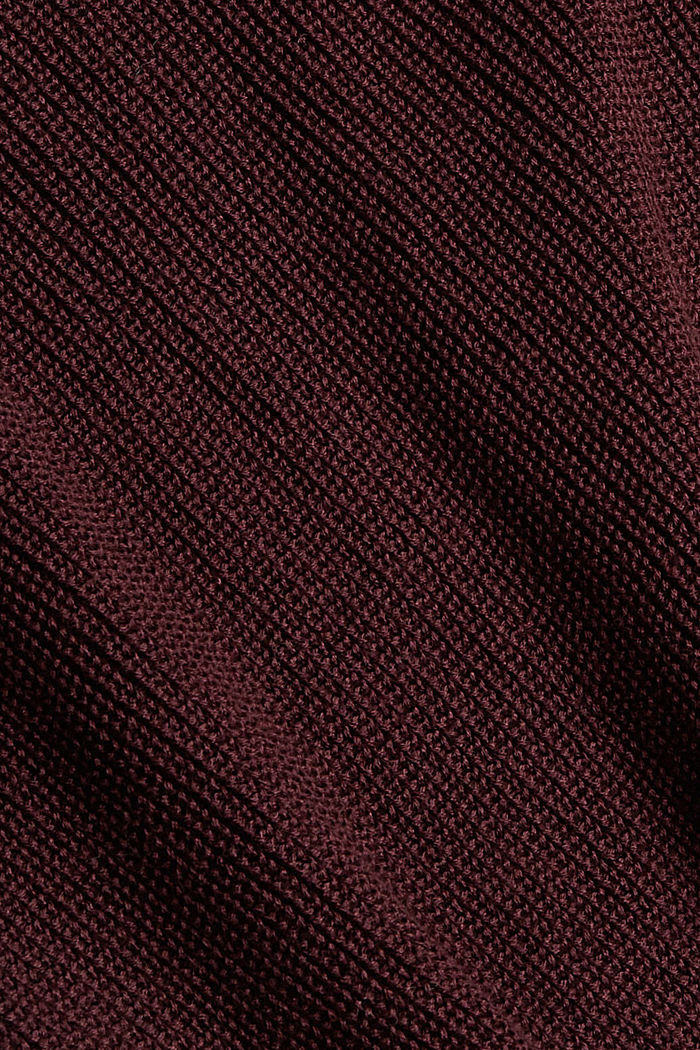 Gebreid vest van 100% katoen, BORDEAUX RED, detail image number 4