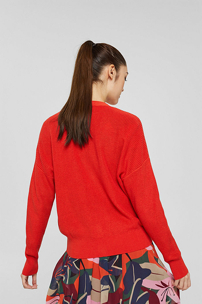 Strick-Cardigan aus 100% Baumwolle, ORANGE RED, detail image number 3