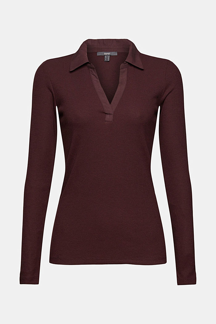 Gerecycled: longsleeve met LENZING™ ECOVERO™, BORDEAUX RED, overview