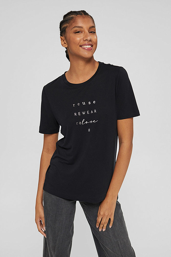 T-shirt à imprimé en TENCEL™ x REFIBRA™, BLACK, detail image number 0