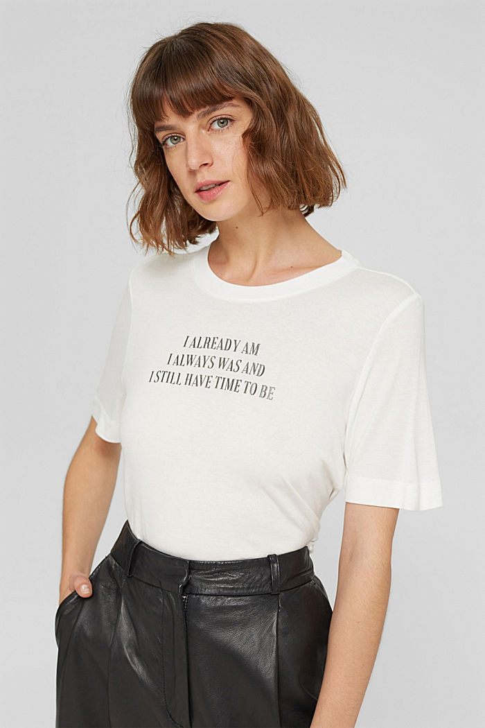 T-shirt z napisem, LENZING™ ECOVERO™, OFF WHITE, detail image number 0