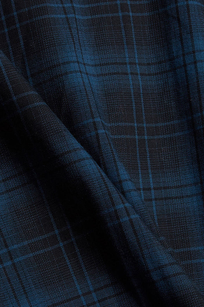 Gerecycled: geruit overhemd van een katoenmix, PETROL BLUE, detail image number 4