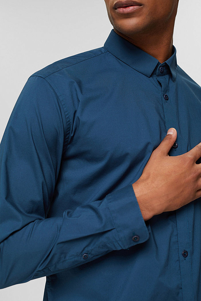 En matière recyclée : chemise en coton mélangé, PETROL BLUE, detail image number 2