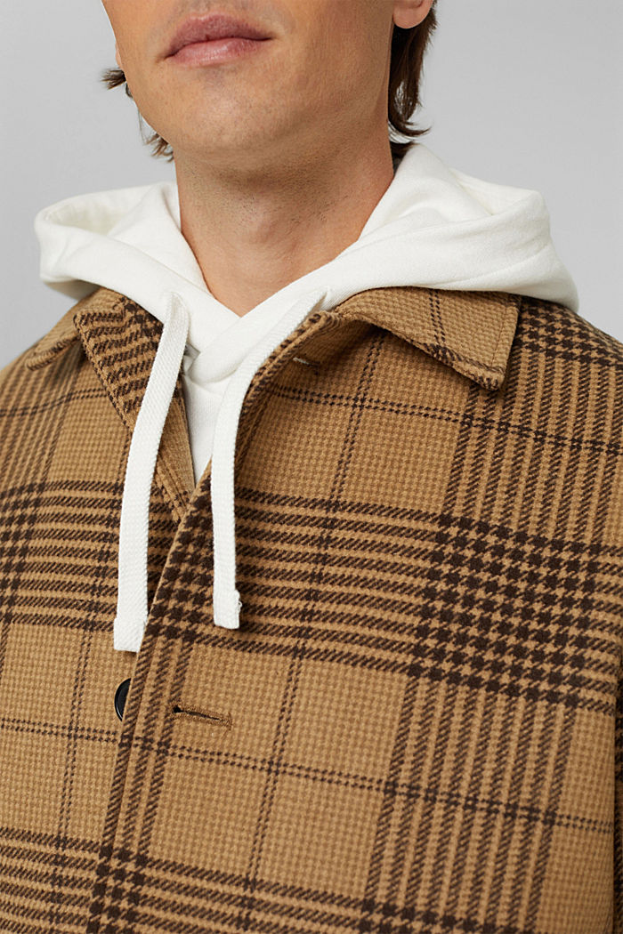 Manteau à carreaux prince de galles en laine mélangée, BARK, detail image number 2