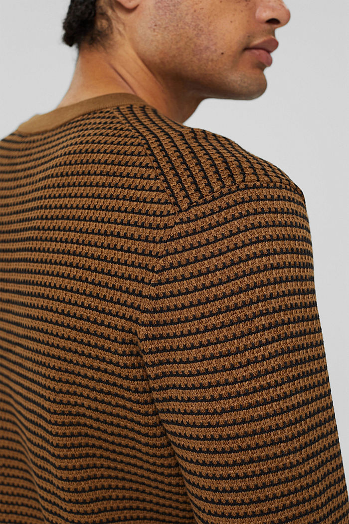 Gestreepte trui van pima katoen, BARK, detail image number 2