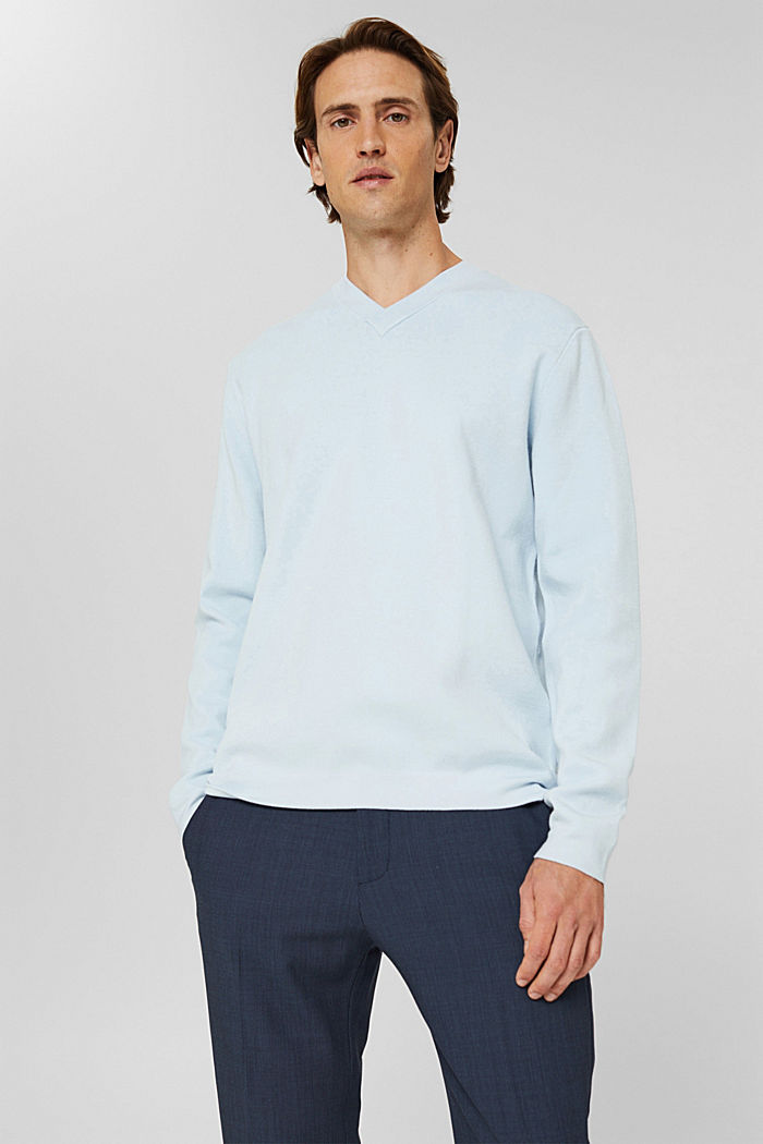 Sweter z wycięciem w serek, LENZING™ ECOVERO™, PASTEL BLUE, detail image number 0