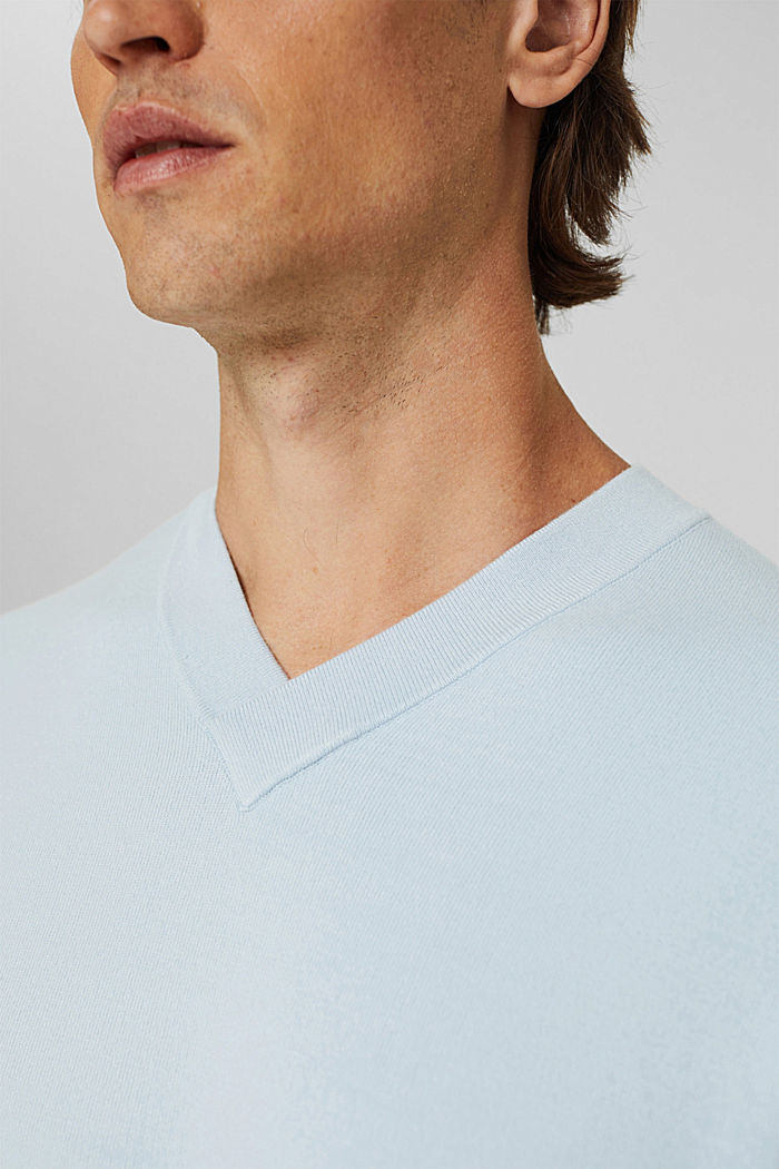 Pullover mit V-Ausschnitt, LENZING™ ECOVERO™, PASTEL BLUE, detail image number 2