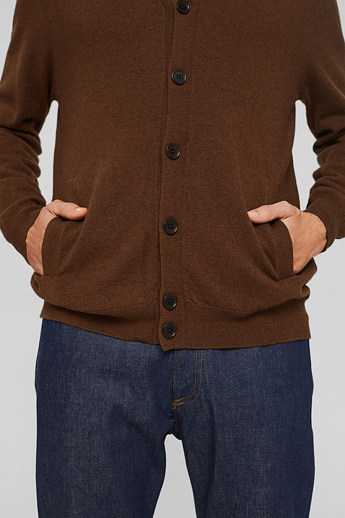 Cardigan en 100 % laine mérinos, BARK, detail image number 5