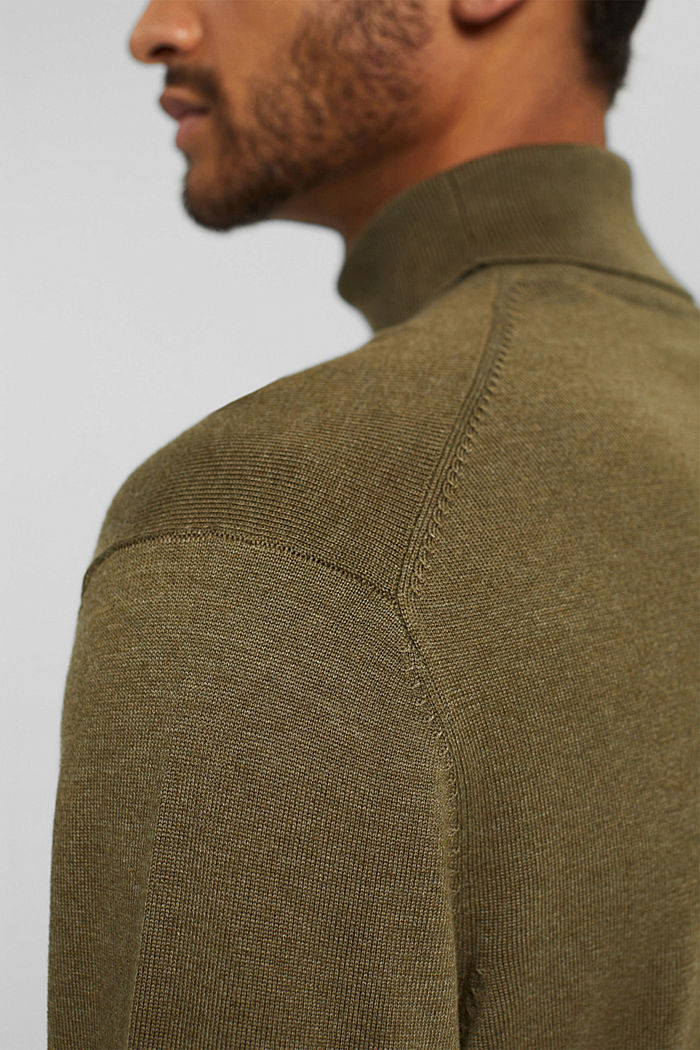 Jersey de cuello vuelto en mezcla de algodón ecológico, LIGHT KHAKI, detail image number 2