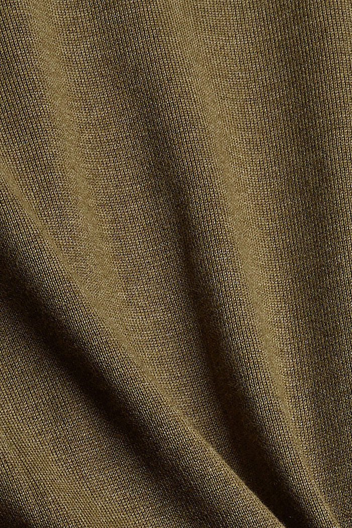 Jersey de cuello vuelto en mezcla de algodón ecológico, LIGHT KHAKI, detail image number 4