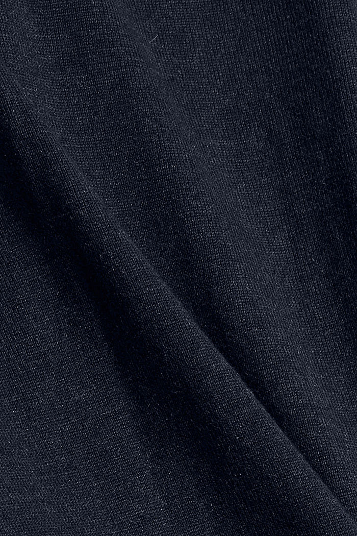 Jersey de cuello vuelto en mezcla de algodón ecológico, NAVY, detail image number 4