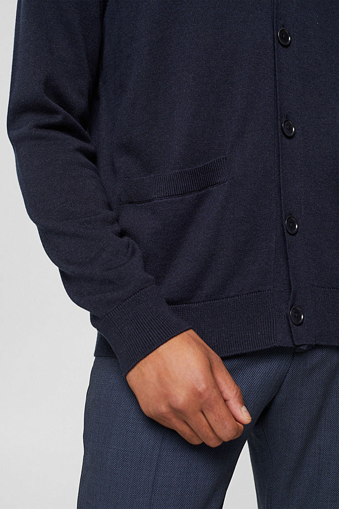 Cardigan à poches, 100 % coton biologique, NAVY, detail image number 5