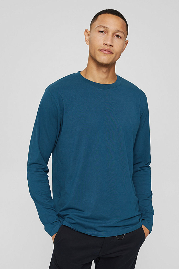T-shirt à manches longues en jersey doté de la technologie COOLMAX®, PETROL BLUE, detail image number 0