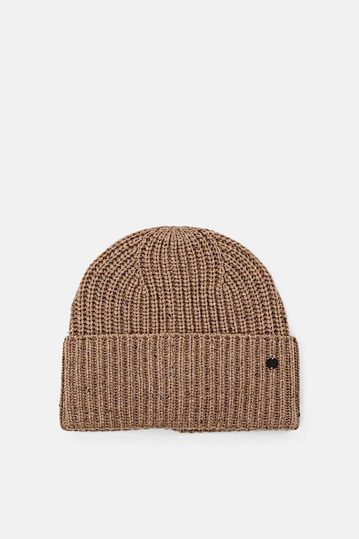 Rib knit beanie hat, KHAKI BEIGE, detail-asia image number 0
